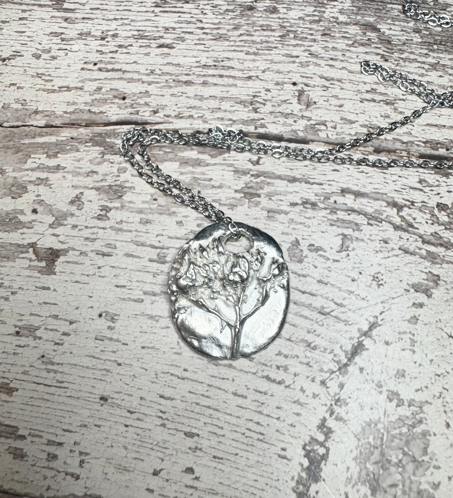 .999 Pure Silver Hand-Fired One-of-a-Kind Botanical Pendant Necklace