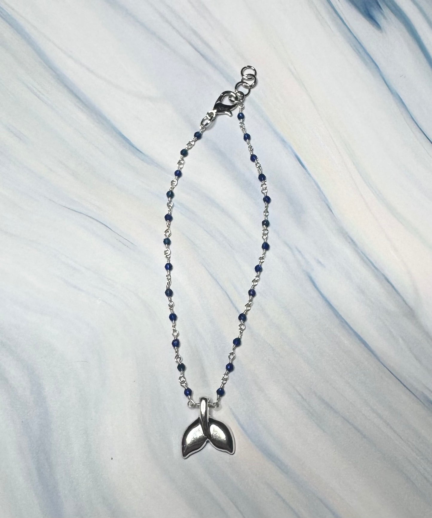Blue Goldstone Sterling Silver Whales Tail Bracelet