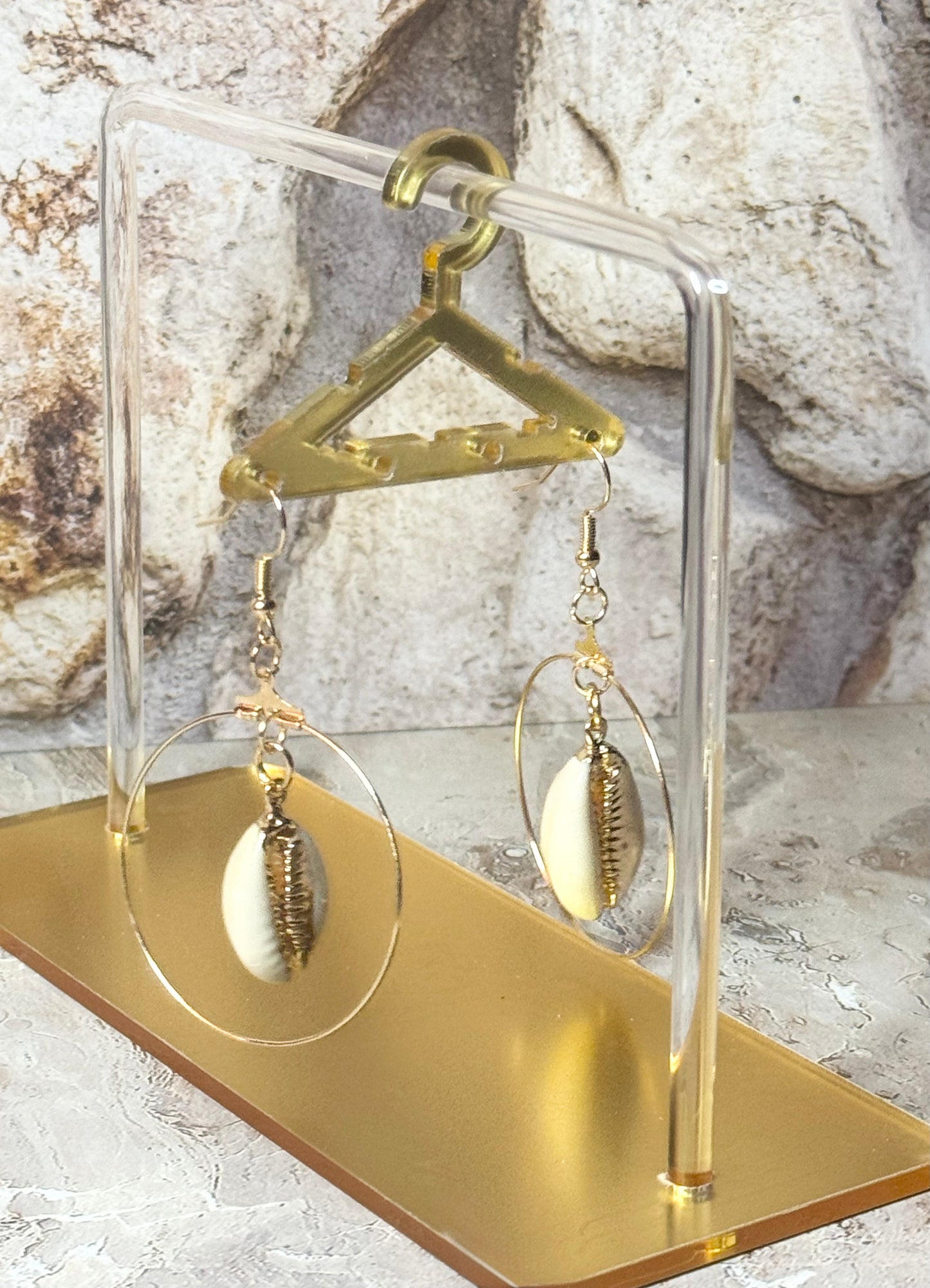 Conch Shell Hoop Dangle - Gold