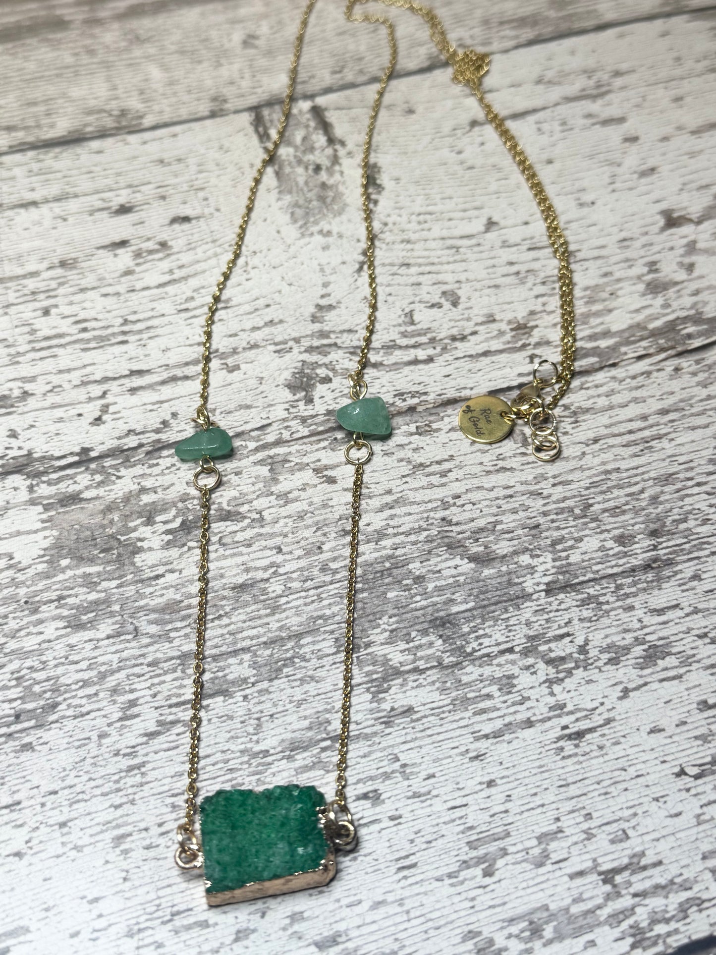 Green Druzy Geode Necklace