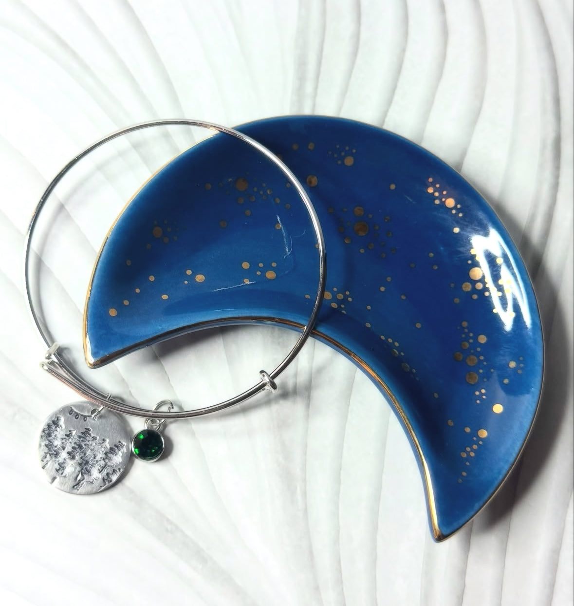 Hand-Stamped Forest-Gem Bangle