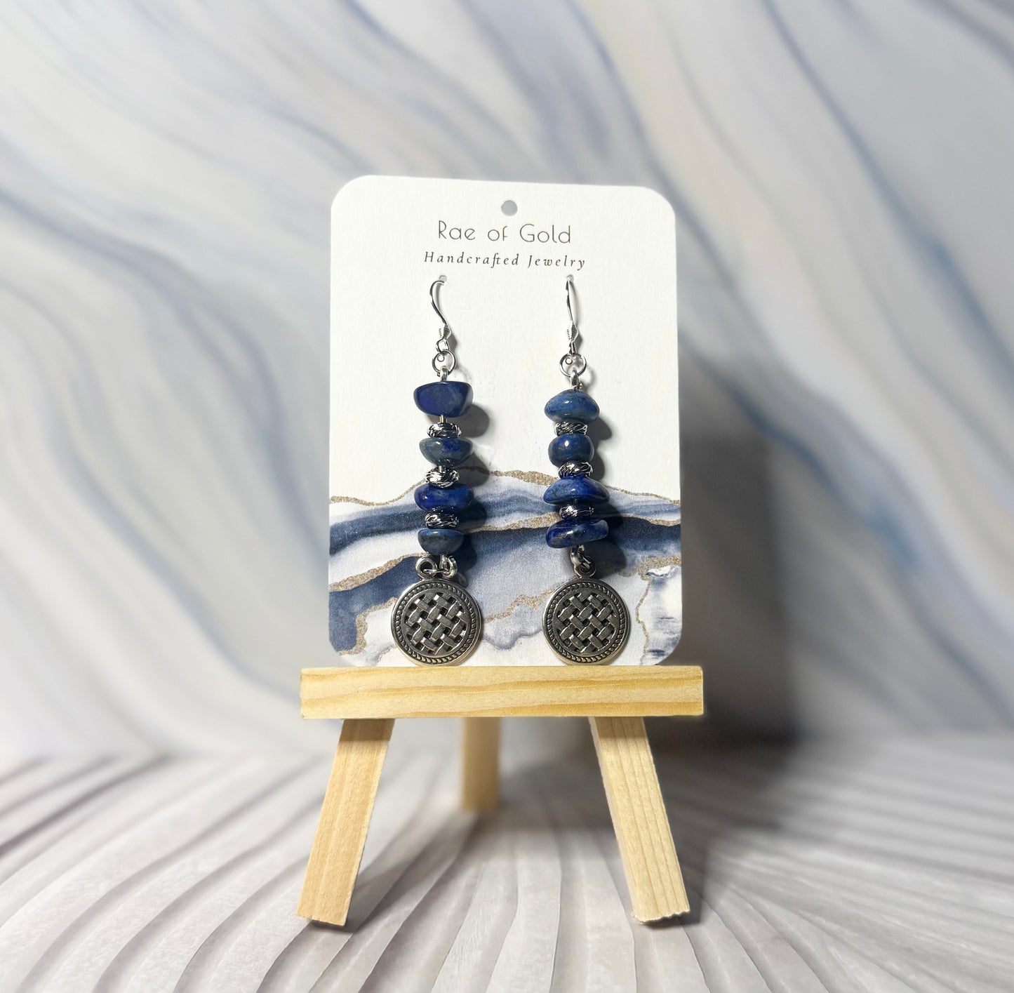 Genuine Lapis Lazuli Celtic Knot Dangles - One of a Kind