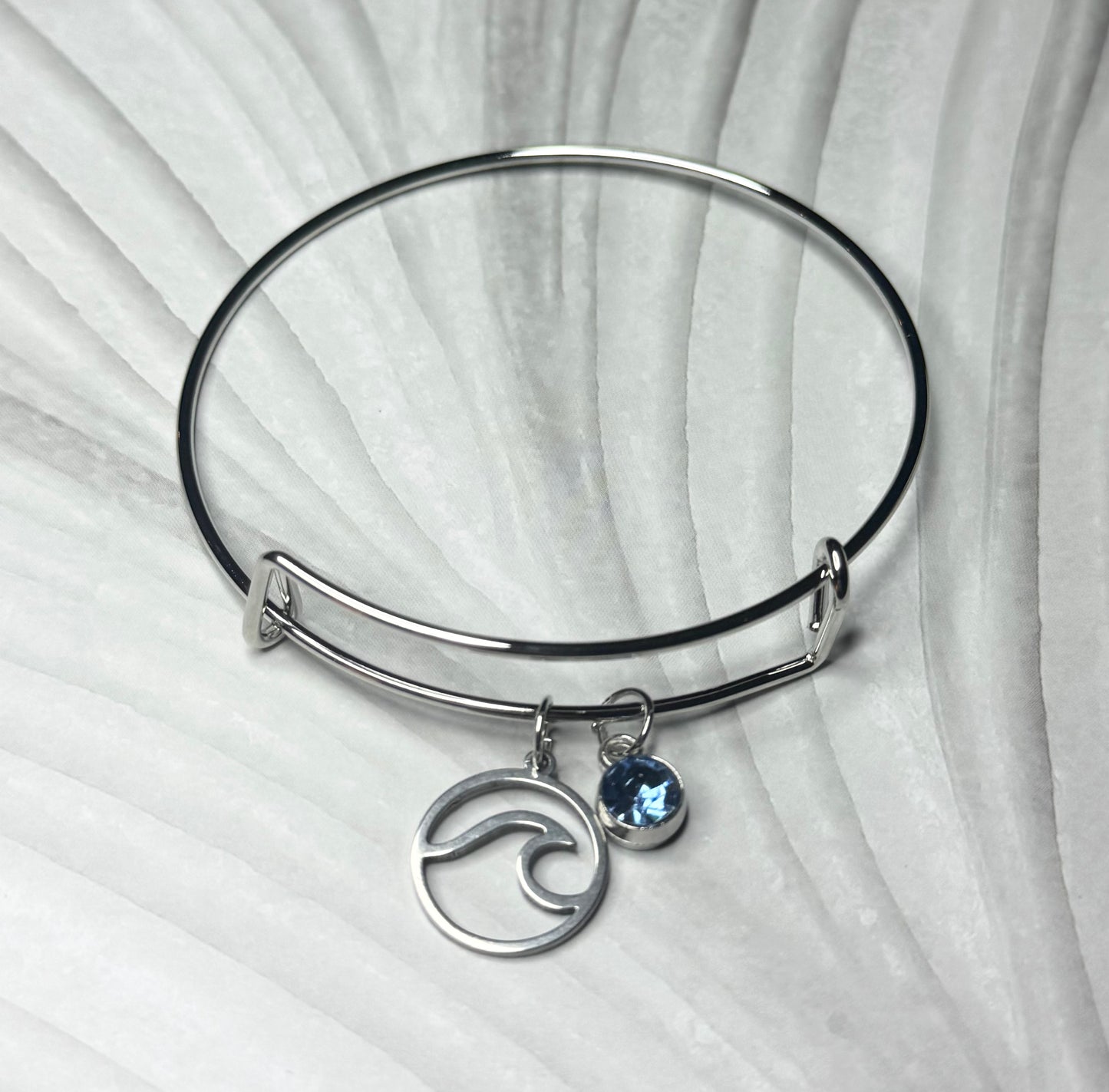 Wave and Soft Blue Gem Bangle