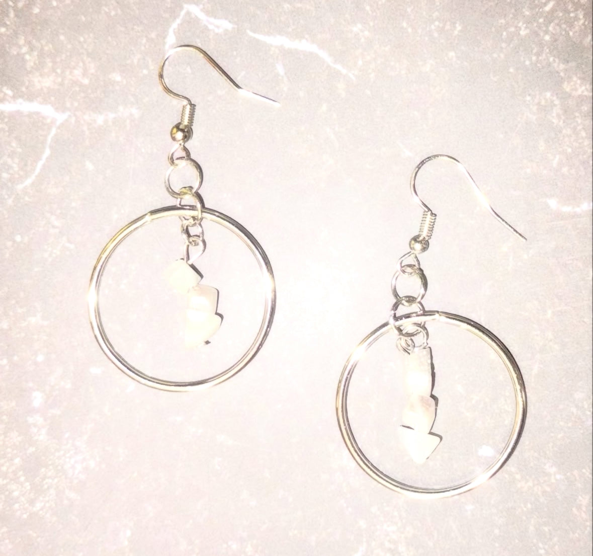 Opalescent Bead Hoops - White