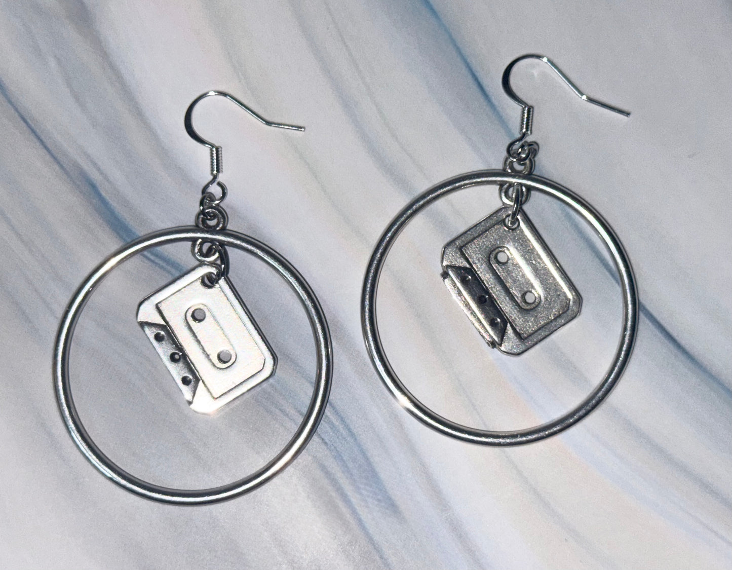 Retro Cassette Hoops - Made with Ireland Sourced Charms - One of a Kind