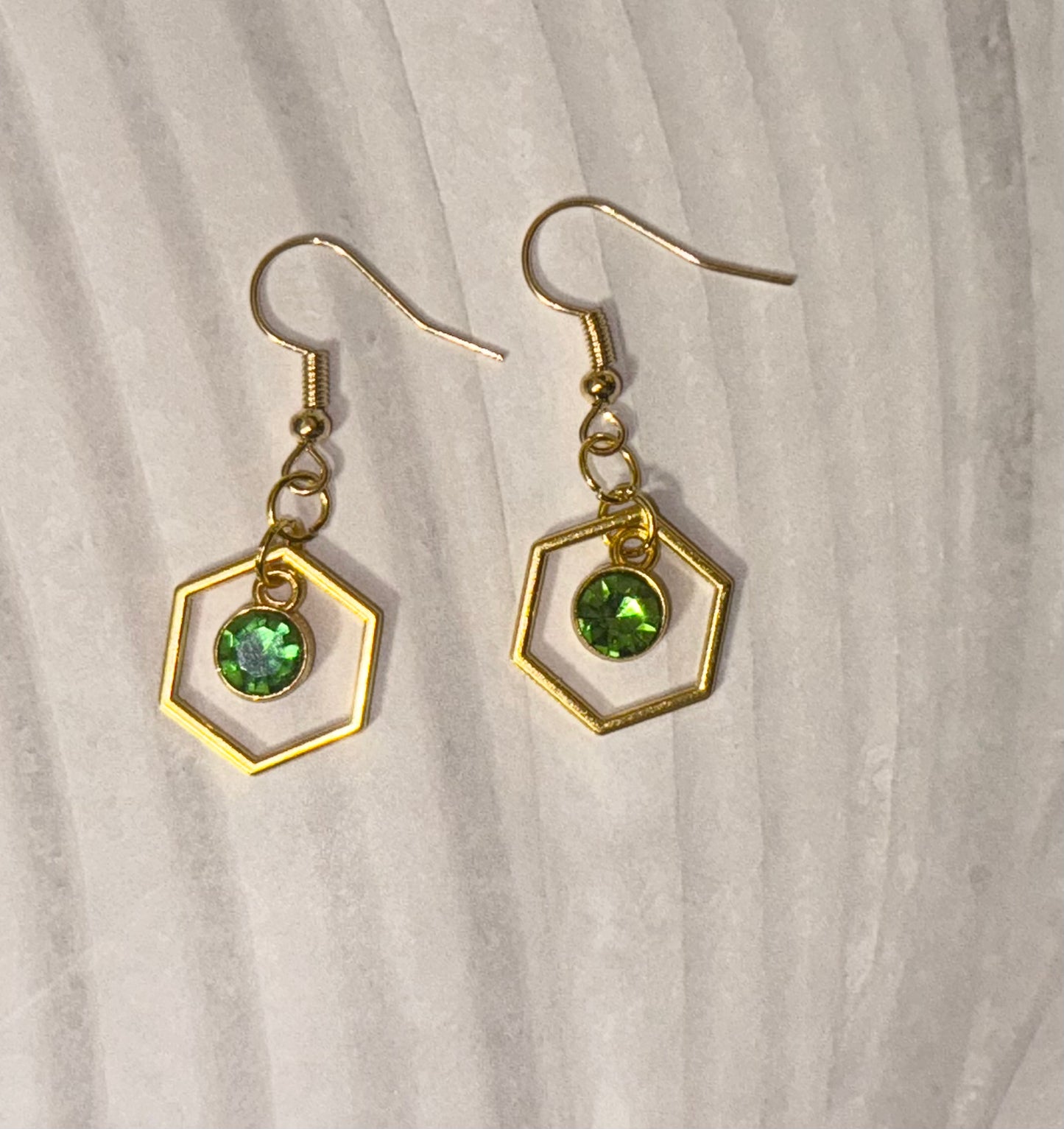 Amira Hex Earring - Gold/Emerald