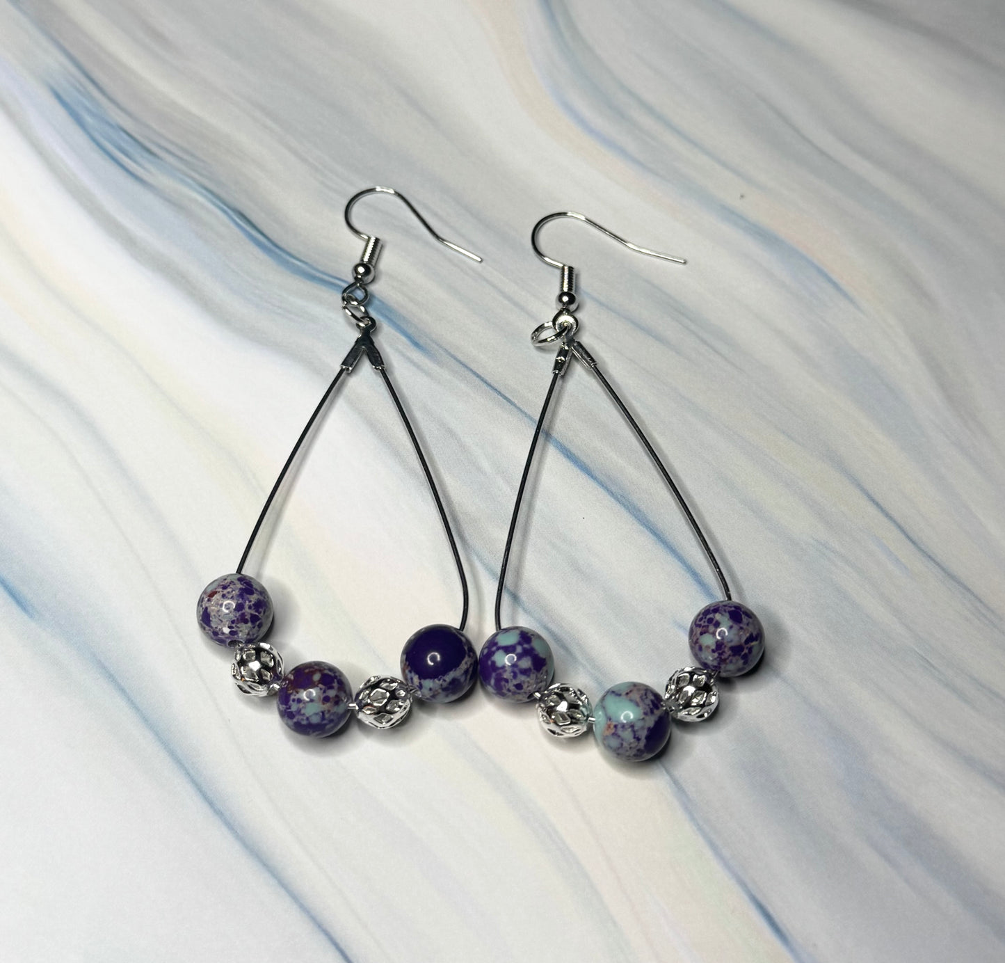 Speckled Lava Stone Teardrop Dangles