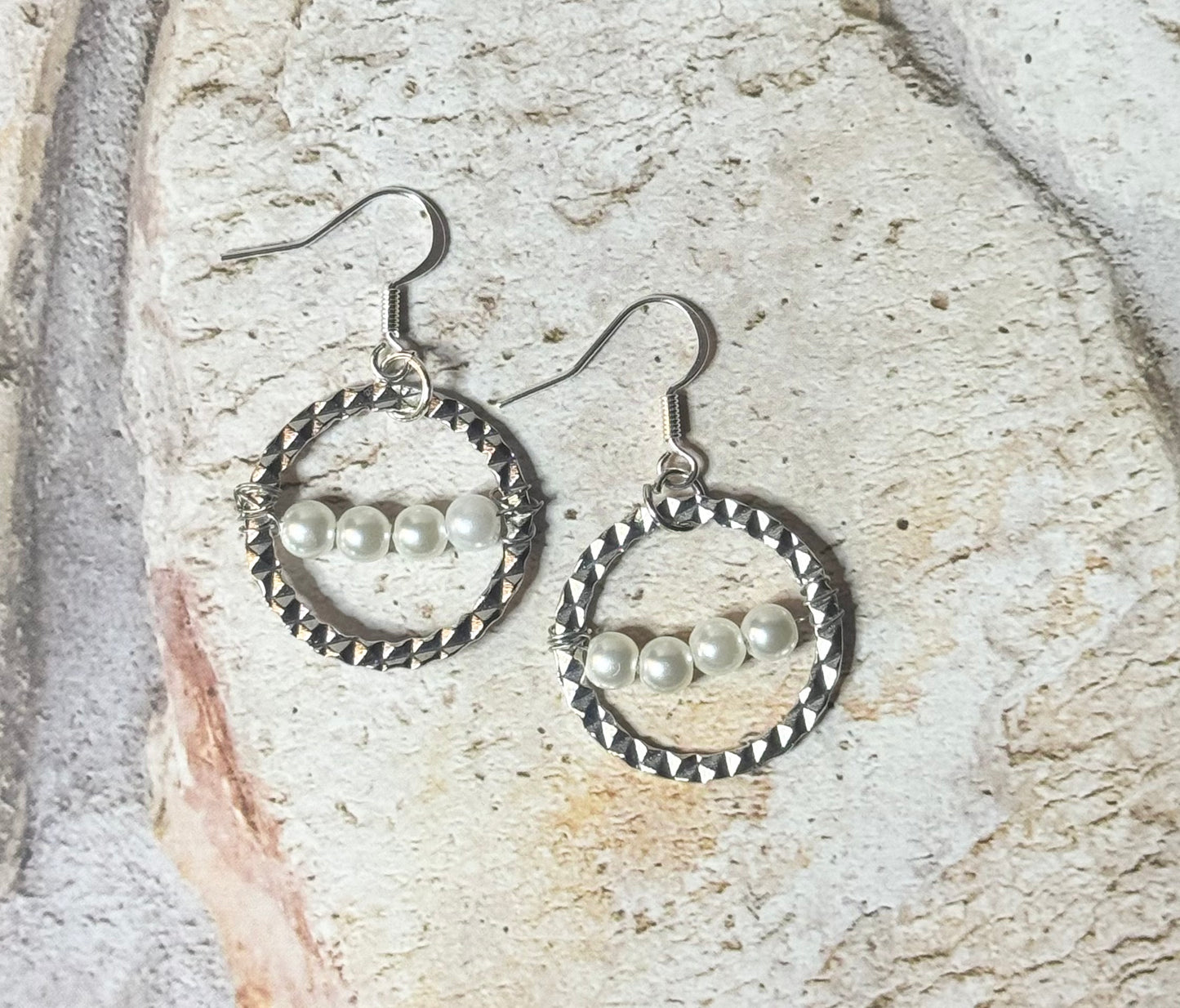 Hammered Hoops with Pearlescent Accents