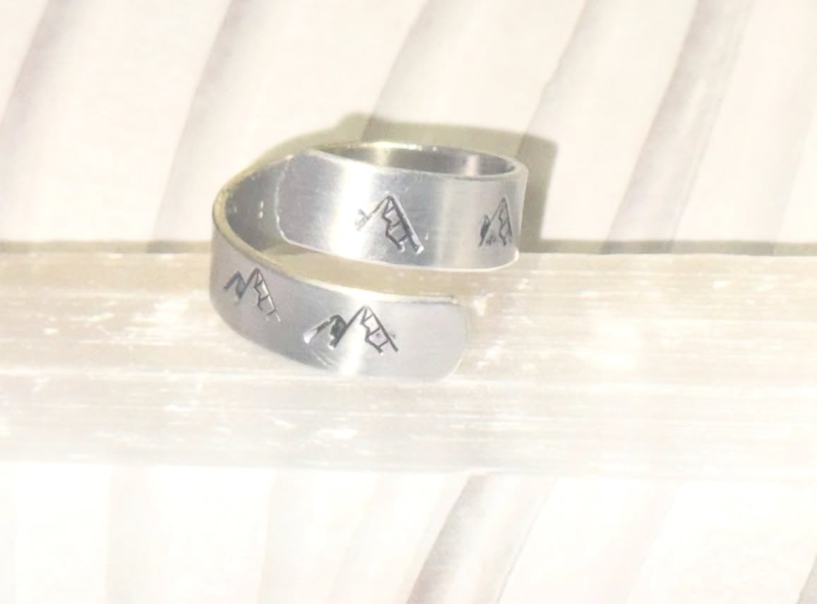 Hand-Stamped Mountain Wrap Ring