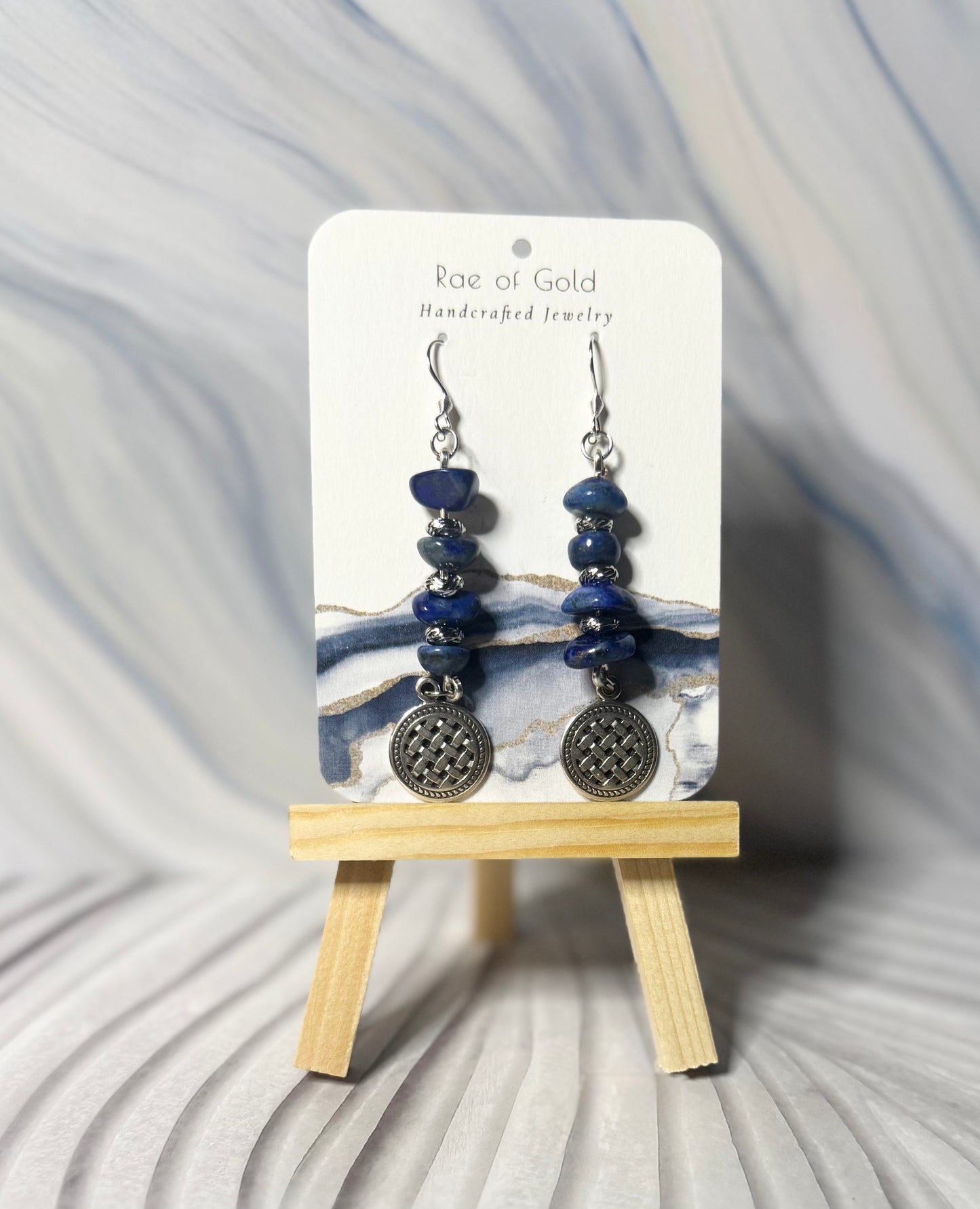 Genuine Lapis Lazuli Celtic Knot Dangles - One of a Kind