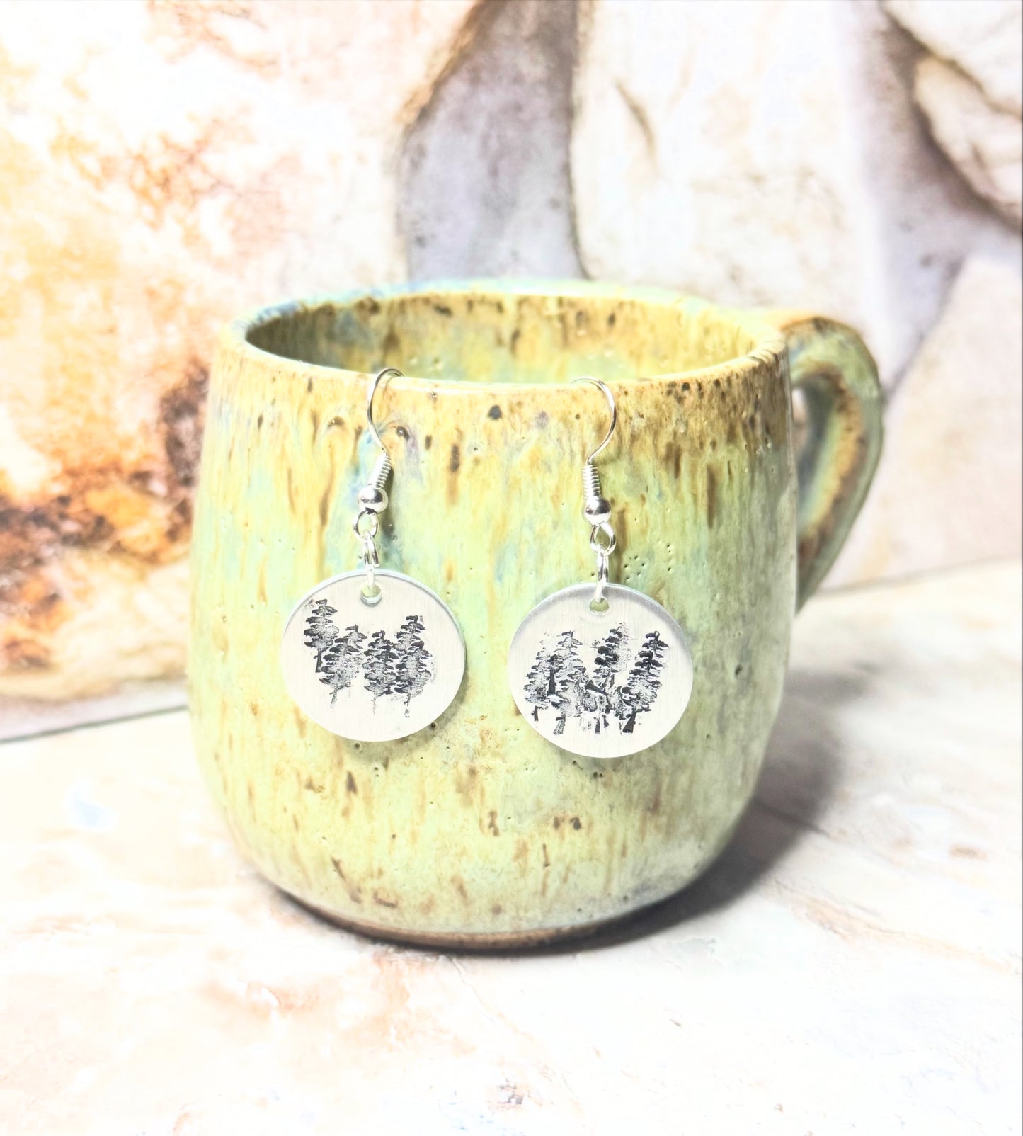 Hand-Stamped Forest Earrings
