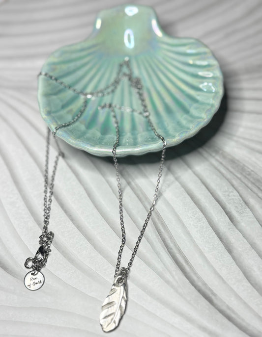 Pure Silver Hand Fired One-of-a-Kind Leaf Pendant Necklace