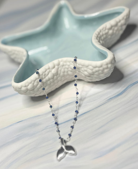 Blue Goldstone Sterling Silver Whales Tail Bracelet