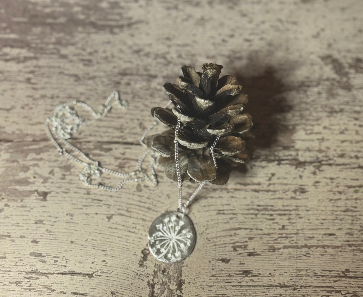 Hand-Fired Fine Silver Wildflower Pendant Necklace - One of a Kind