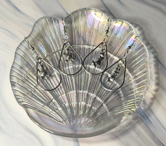 Silver Mermaid Teardrop Hoop Earrings