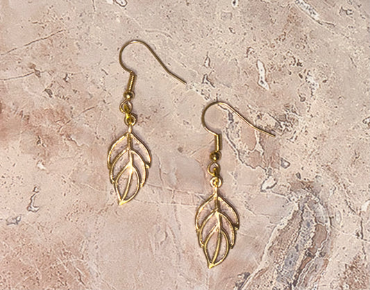 Small Gold Leaf Cutout Earrings
