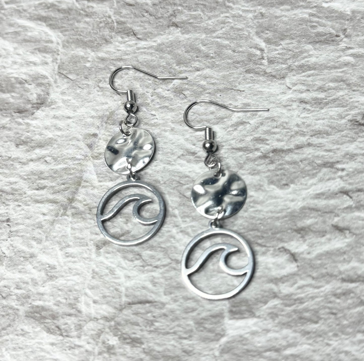 Hammered Metal Wave Earrings