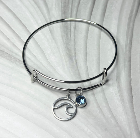 Wave and Soft Blue Gem Bangle