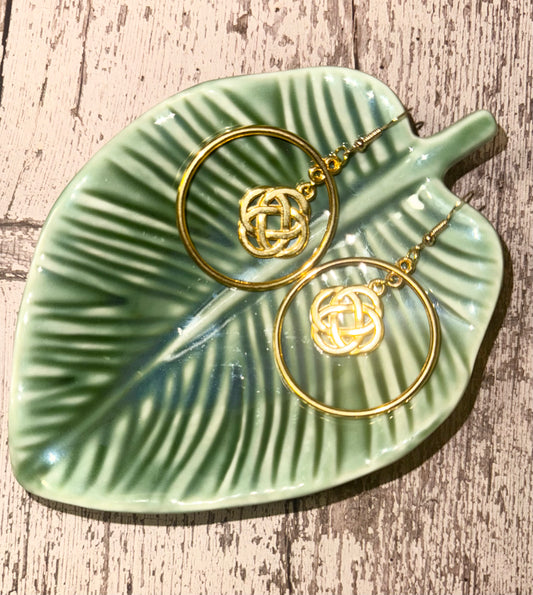 Gold Celtic Knot Hoops - Made with Ireland Sourced Charms - One of a Kind