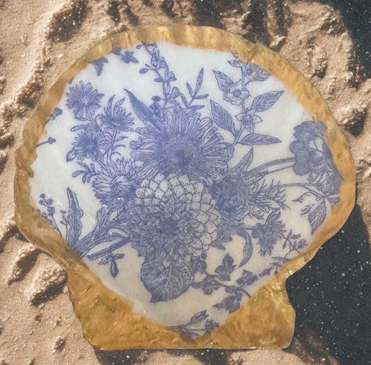 Clam Shell Trinket Dish - Blue Vintage