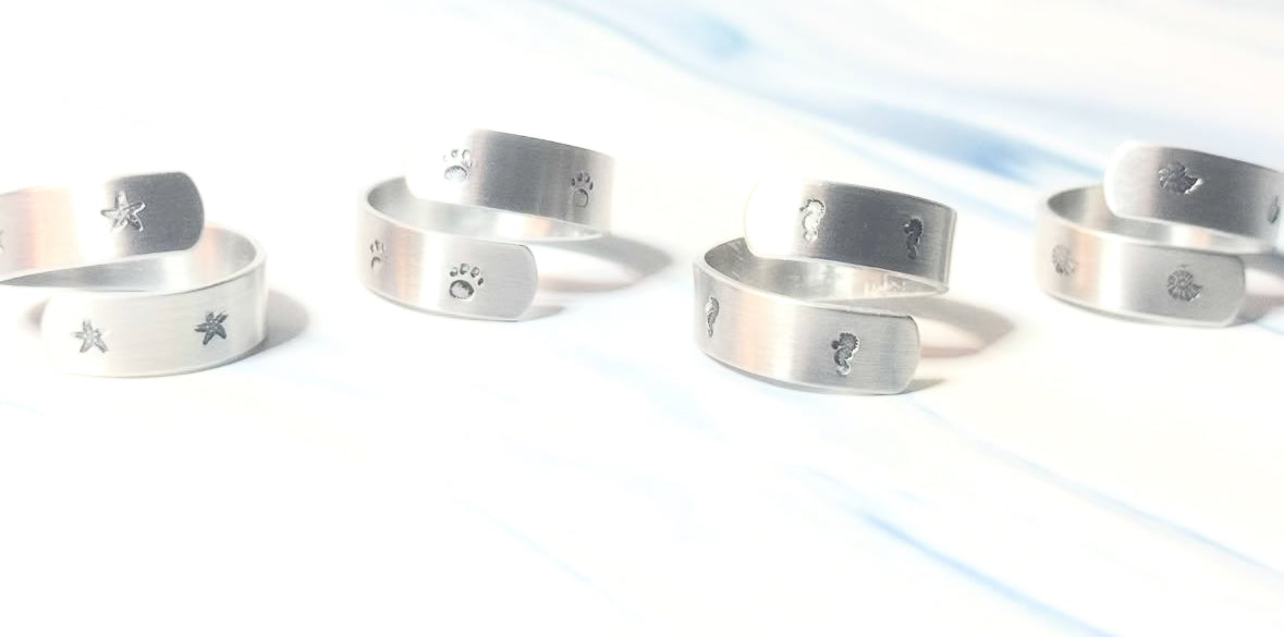 Hand-Stamped Paw Print Wrap Ring