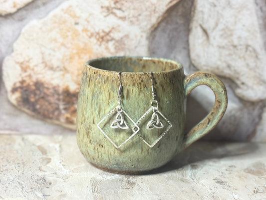 Celtic Knot Geometric Dangle Earrings - Made with Ireland Sourced Charms - One of a Kind