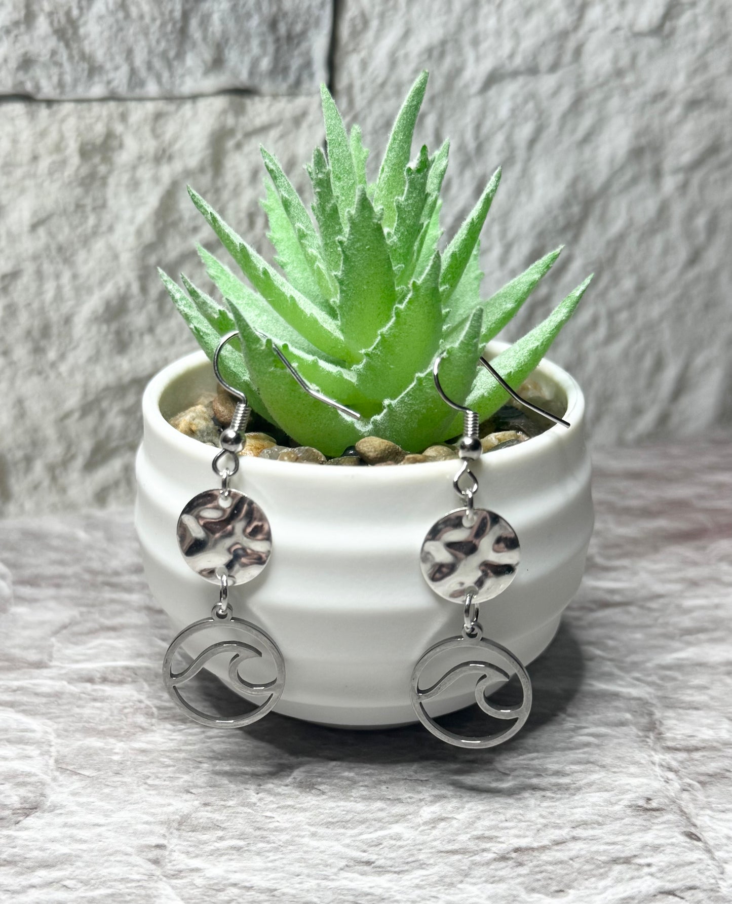 Hammered Metal Wave Earrings