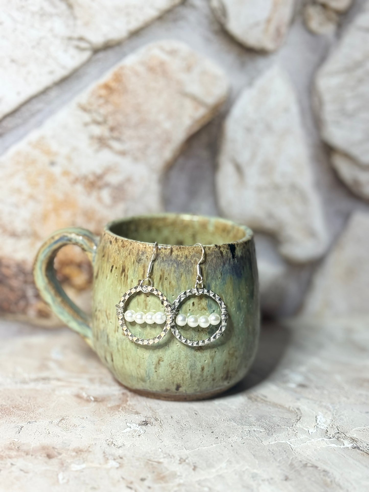 Hammered Hoops with Pearlescent Accents