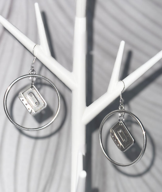 Retro Cassette Hoops - Made with Ireland Sourced Charms - One of a Kind