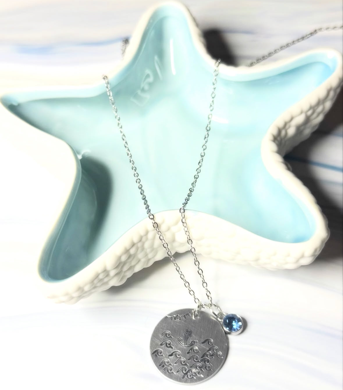 Hand-Stamped Anchor in Waves Imperfect Pendant
