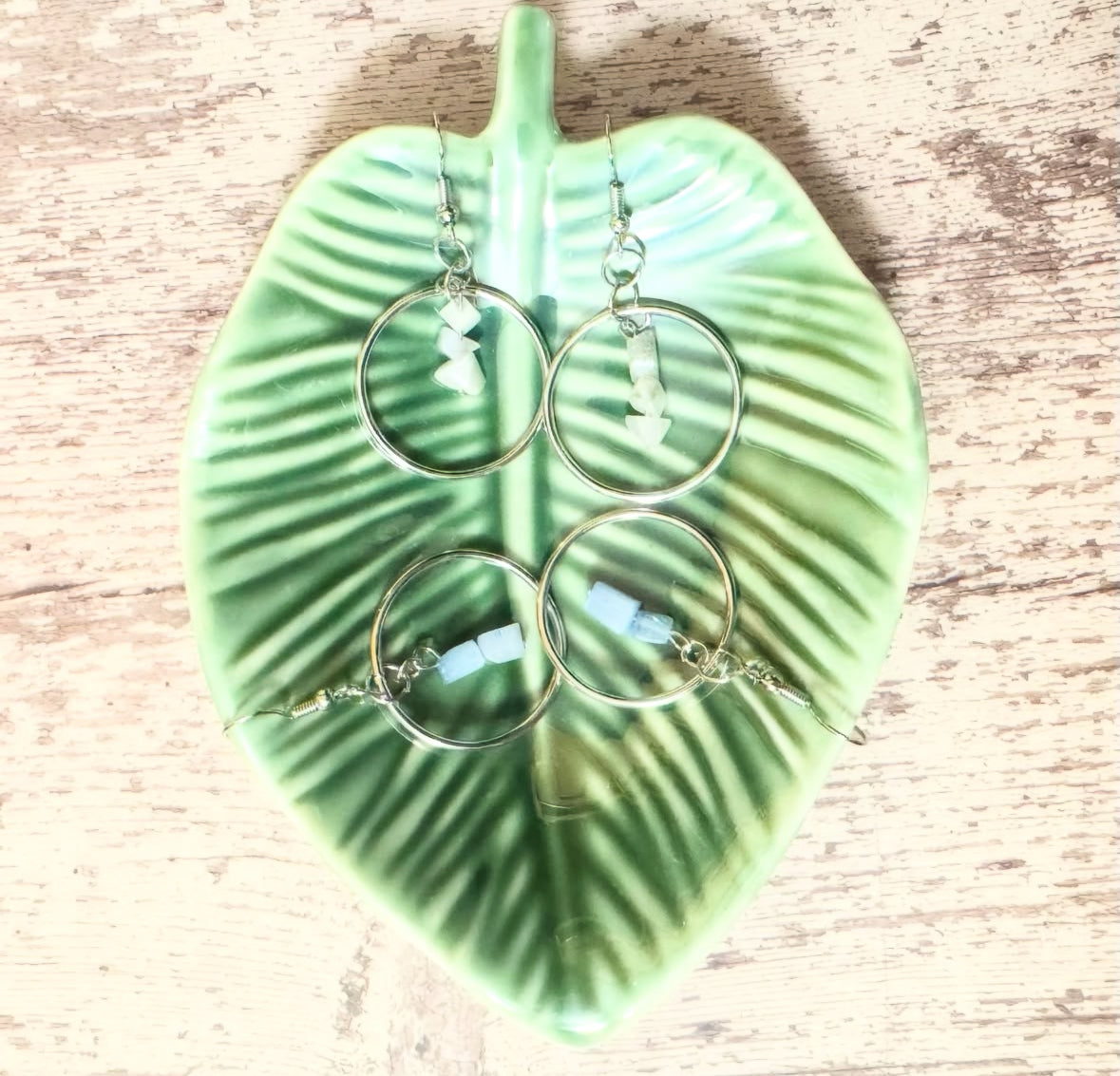 Opalescent Bead Hoops - White