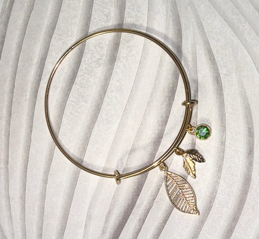 Gold Leaf - Emerald Green Gem Bangle