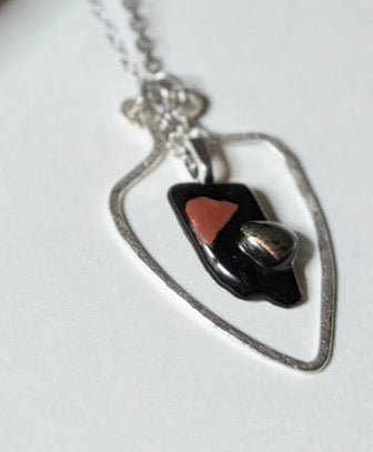 Fused Glass Hammered Wire Necklace - Teardrop