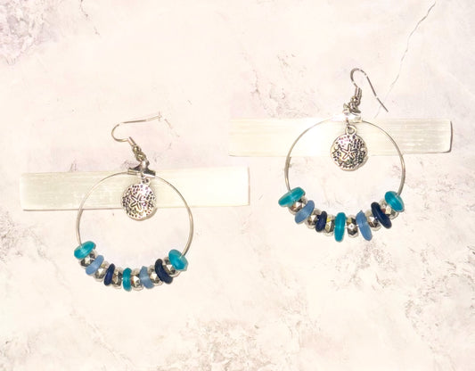 Sea Glass Sand Dollar Earrings - One-of-a-Kind