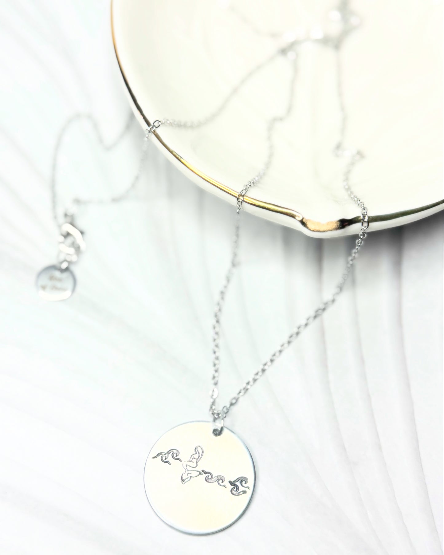 Hand-Stamped Mermaid in Waves Pendant
