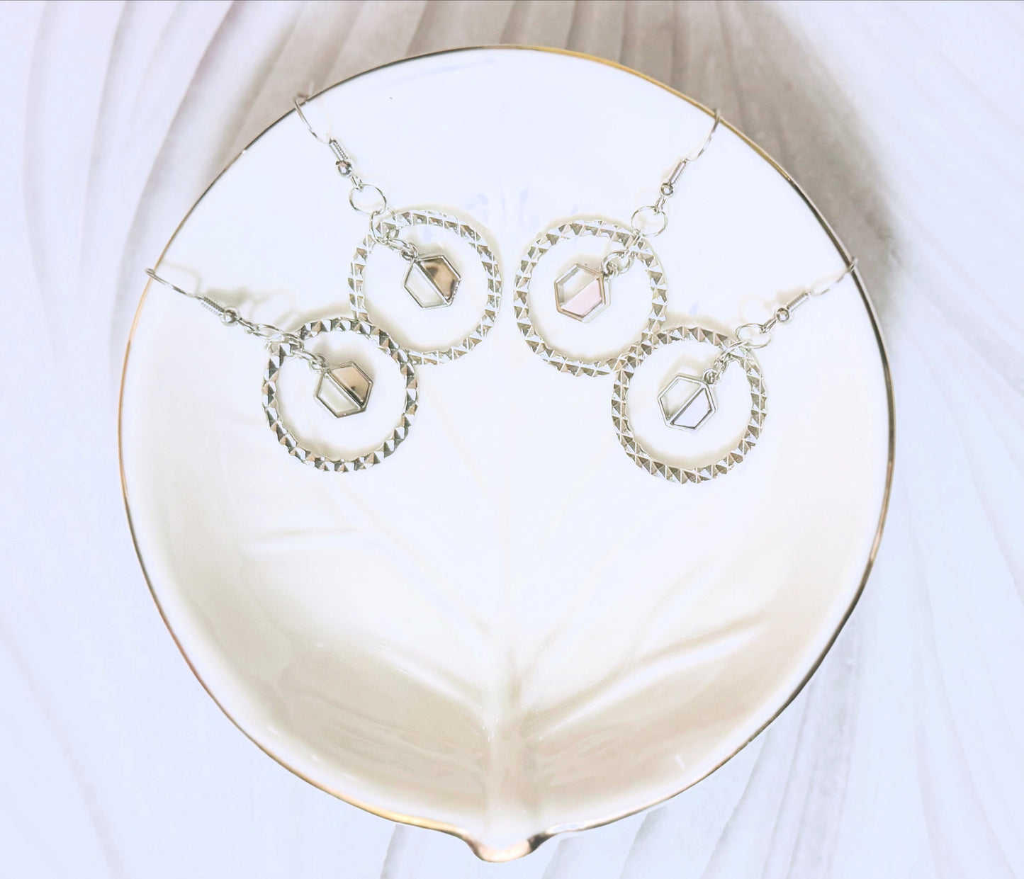 Minimalist Hammered Hoop-Soft Tan Stone