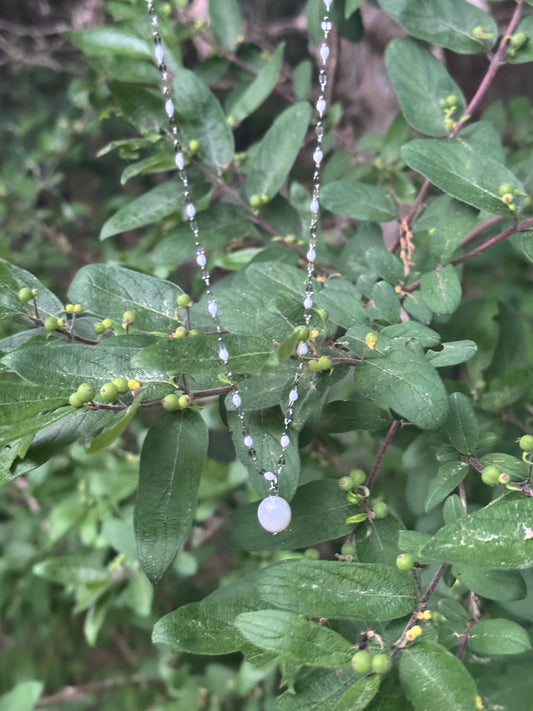 Freshwater Pearl on White Accented Sterling Chain
